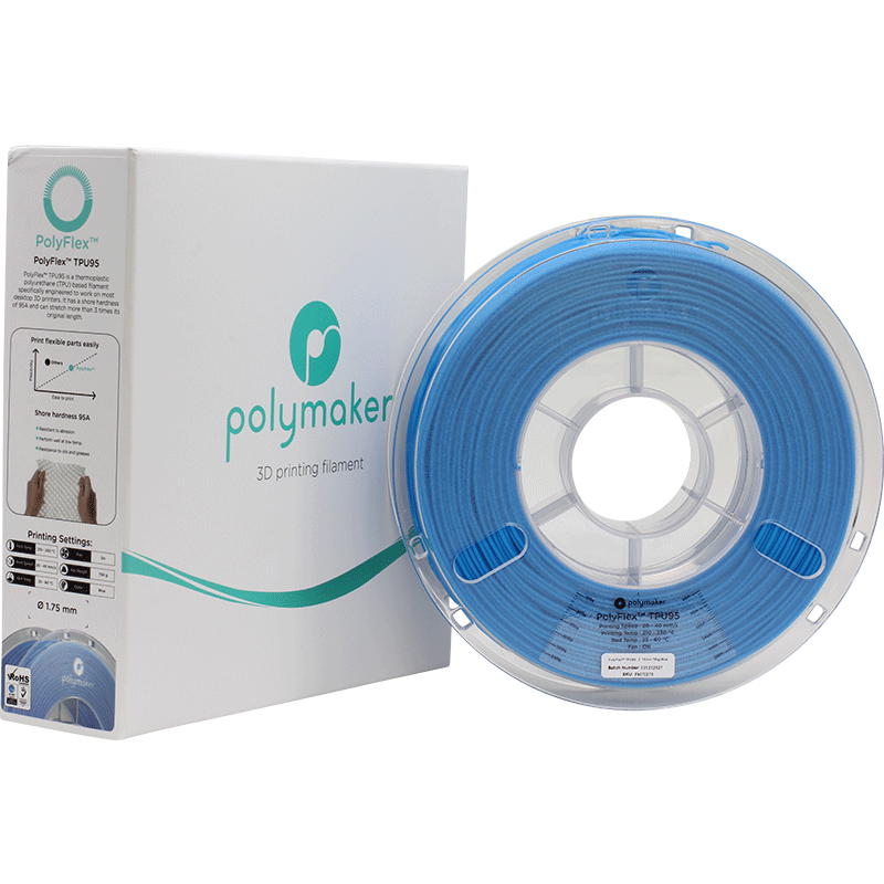 Polymaker PolyFlex TPU-95A - 0.75kg - 1.75mm - Mėlynas