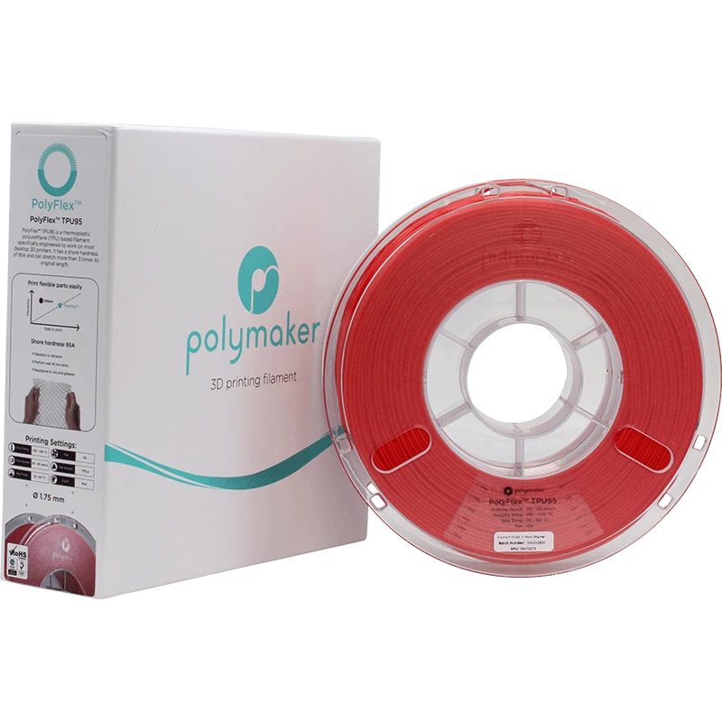 Polymaker PolyFlex TPU-95A raudonas siulas su pakuote