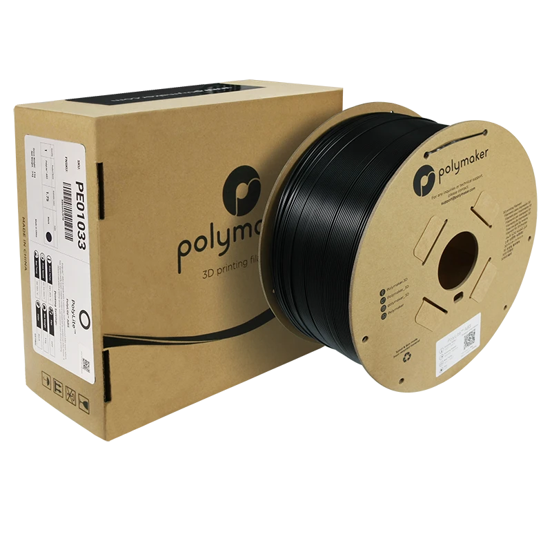 Polymaker PolyLite ABS 3kg juodas siūlas pakuotėje