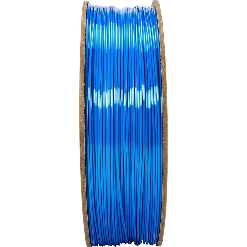 Mėlynas Silk PLA siūlas ritėje, šoninis pjūvis