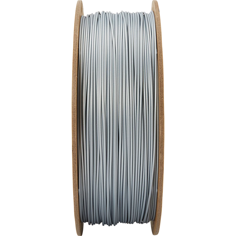 Polymaker PLA PRO sidabrinė ritė iš šono