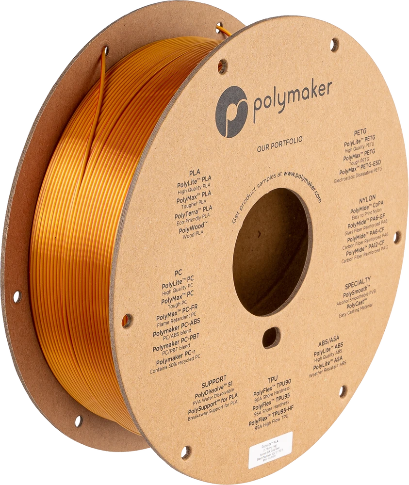 Polymaker PolyLite Silk PLA Dual Color - 1.75mm - 1kg - Sunset Auksinis-Raudonas