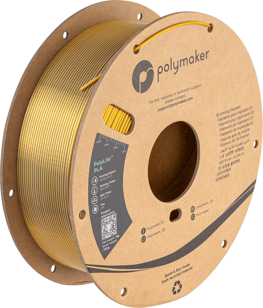Polymaker PolyLite Silk PLA Dual Color - 1.75mm - 1kg - Crown Auksinis-Sidabrinis
