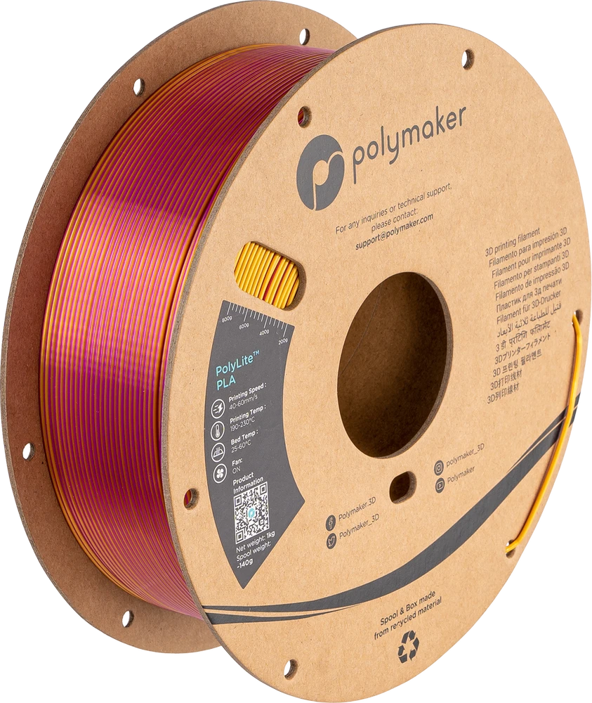 Polymaker PolyLite Silk PLA Dual Color - 1.75mm - 1kg - Banquet Gold-Magenta