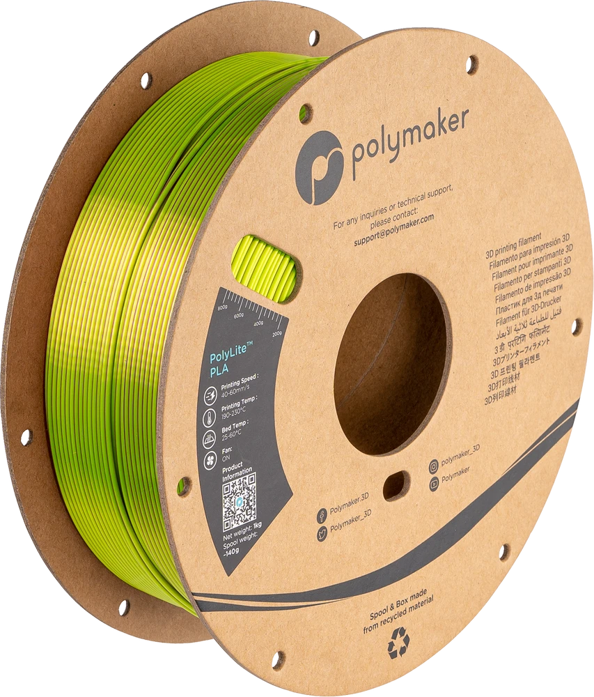 Polymaker PolyLite Silk PLA Dual Color - 1.75mm - 1kg - Aubergine Lime-Magenta