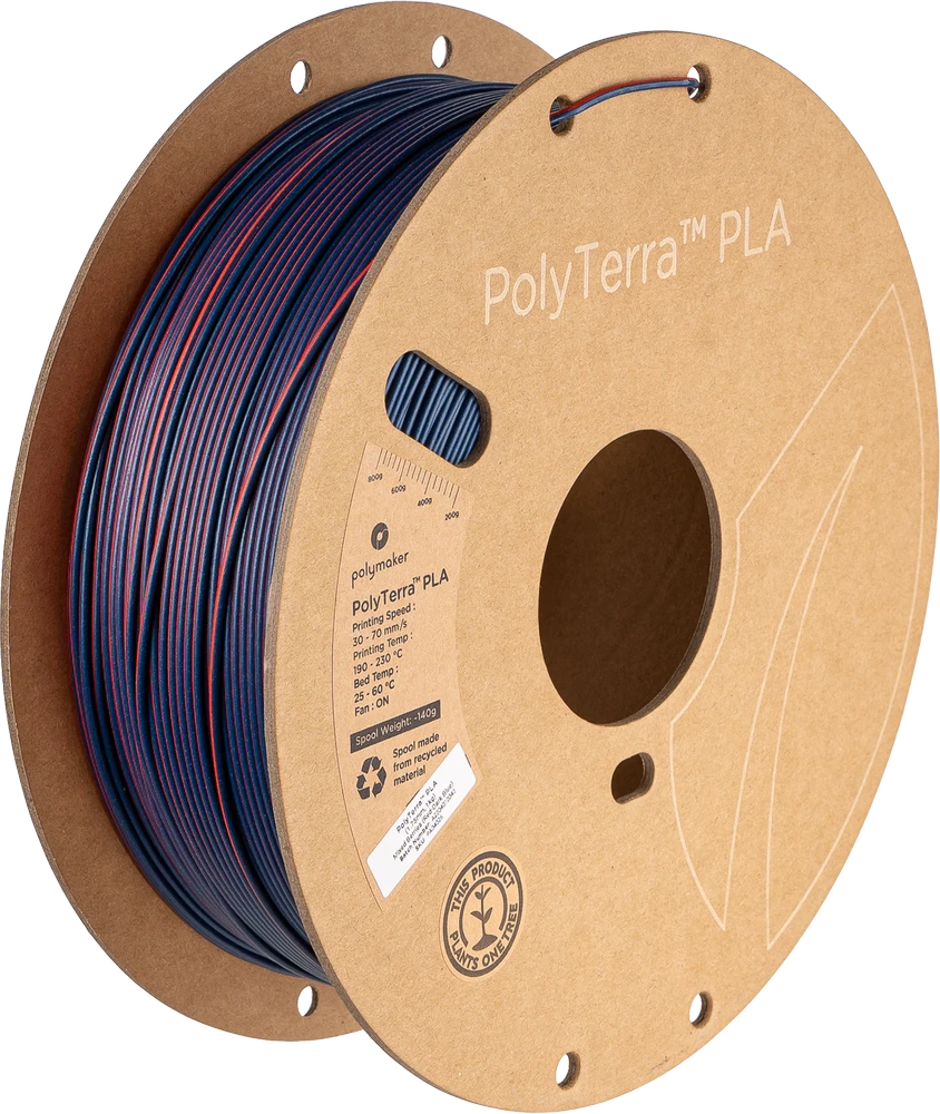 Polymaker PolyLite Silk PLA Dual Color - 1.75mm - 1kg - Chameleon Geltonas-Mėlynas
