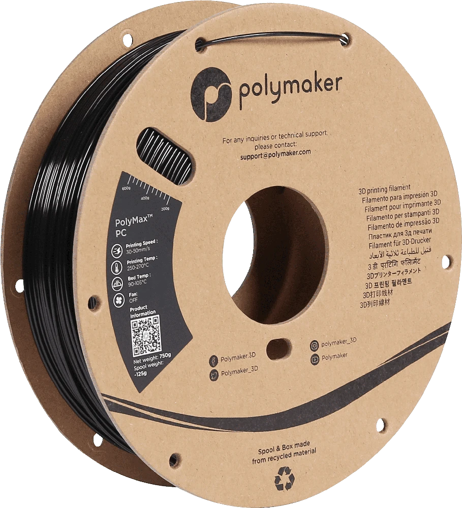 Polymaker PolyMax Tough PC 2.85 mm 0.75kg - Juodas