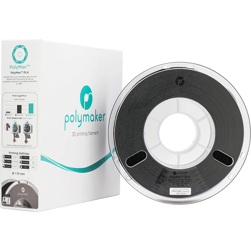 PolyMax Tough PLA juodas siūlas su originalia pakuote