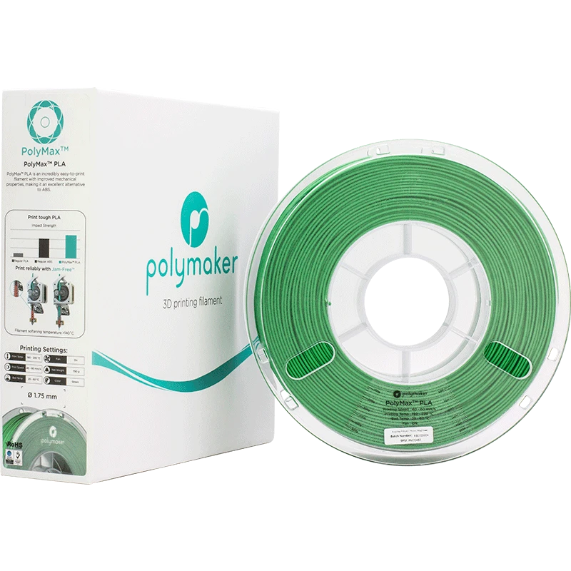 Žalias Polymaker PolyMax PLA plastikas su pakuote