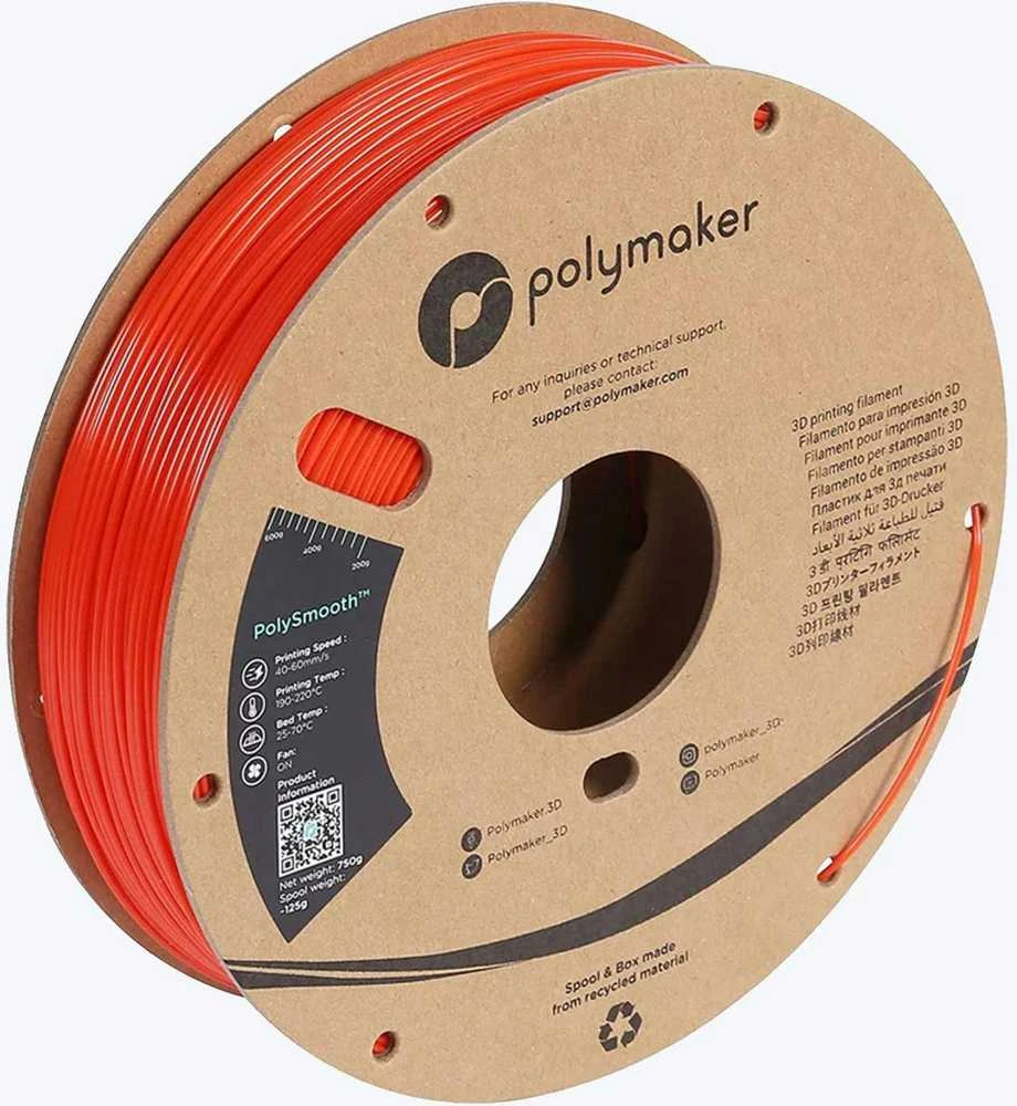 Polymaker PolySmooth raudonas 3D filamentas ant ritės