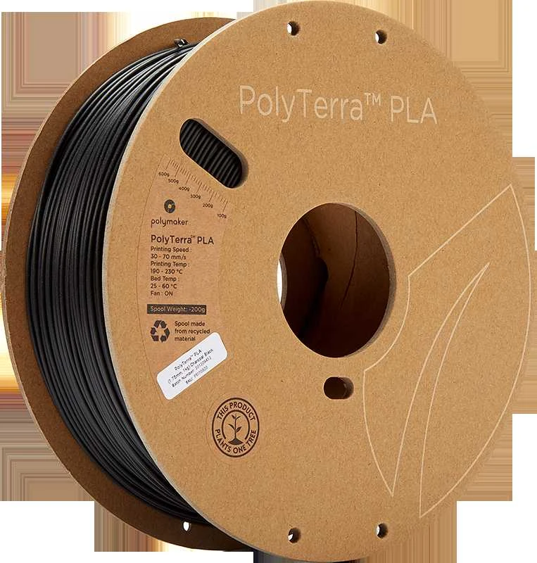 PolyTerra PLA Charcoal juoda plastiko ritė