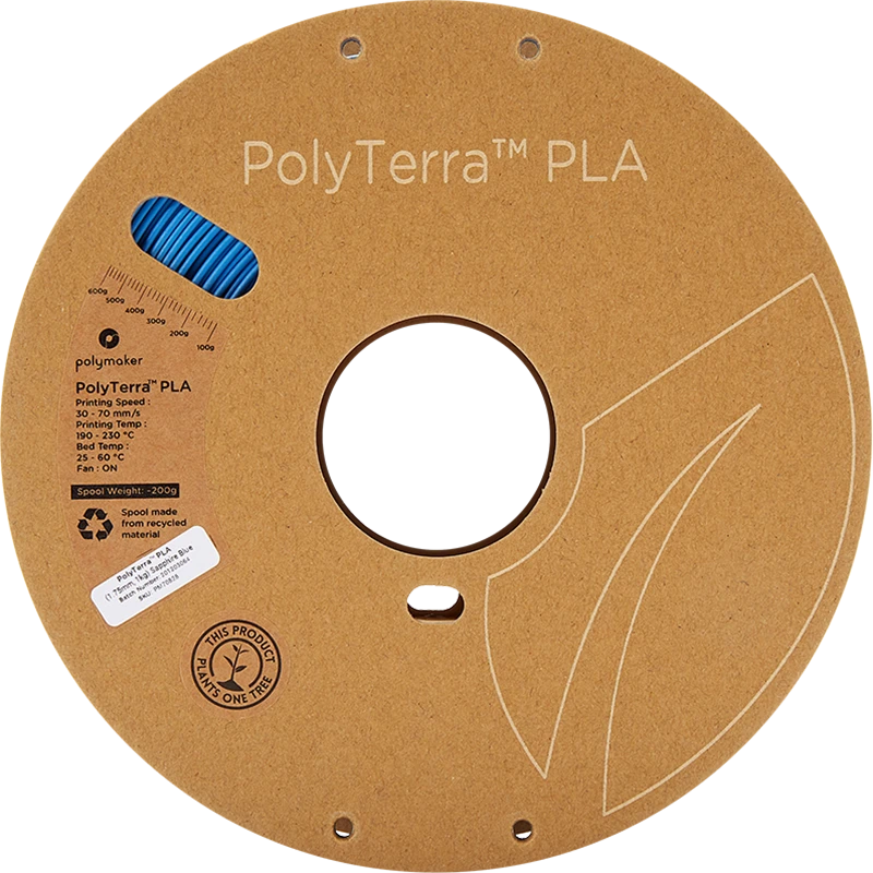 Polymaker PolyTerra PLA 1kg - kartoninė ritė su technine informacija