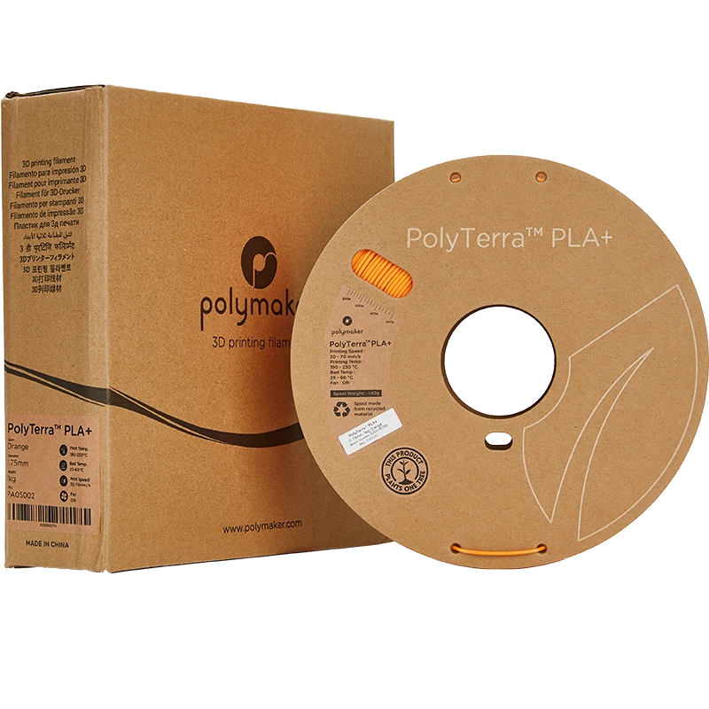 Oranžinis PolyTerra PLA+ siūlas su pakuote