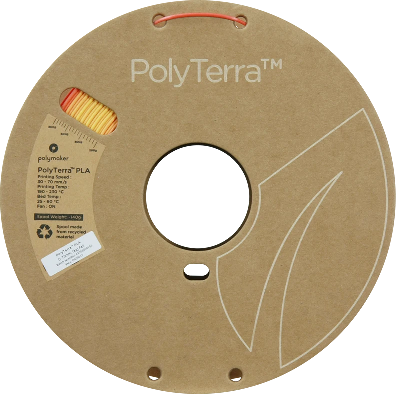 Polymaker Polyterra PLA gradient plastikas 1kg 1.75mm - Fall (Oranžinis-Lava Raudona)