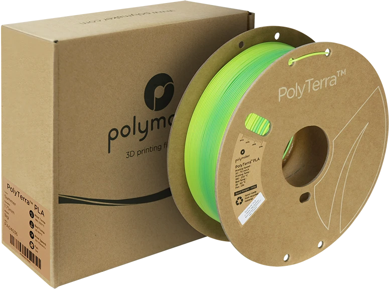 Polymaker Polyterra PLA gradient plastikas 1kg 1.75mm - Summer (Savannah Geltona-Arctic Teal)