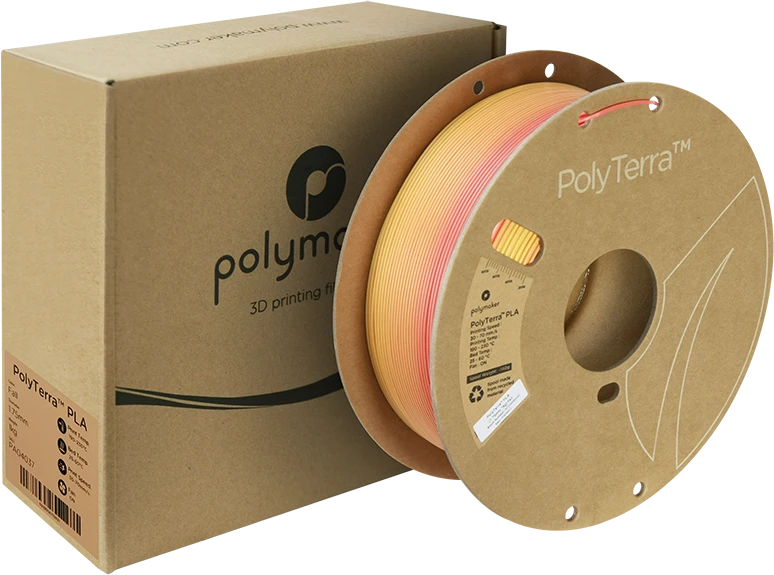 Polymaker Polyterra PLA gradient plastikas 1kg 1.75mm - Fall (Oranžinis-Lava Raudona)