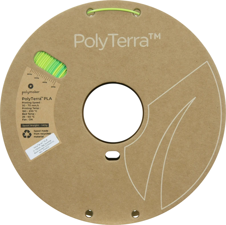 Polymaker Polyterra PLA gradient plastikas 1kg 1.75mm - Summer (Savannah Geltona-Arctic Teal)