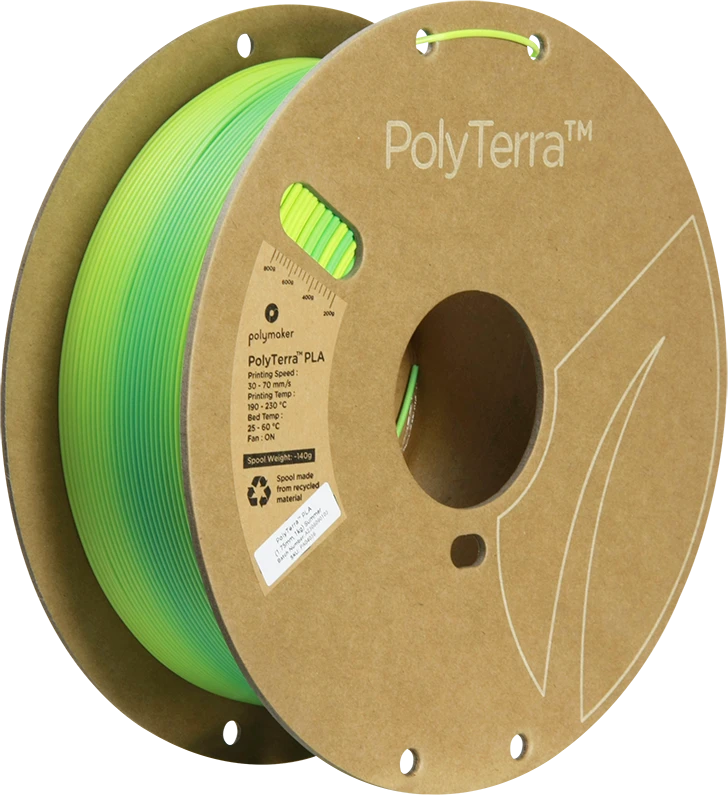 Polymaker Polyterra PLA gradient plastikas 1kg 1.75mm - Summer (Savannah Geltona-Arctic Teal)