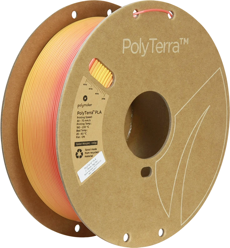 Polymaker Polyterra PLA gradient plastikas 1kg 1.75mm - Fall (Oranžinis-Lava Raudona)