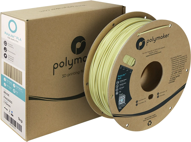 Polymakeris PolyLite PLA plastikas 1kg 1.75mm - rusvai gelsvas