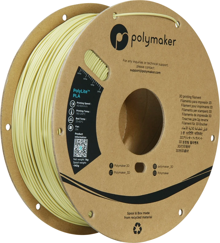 Polymakeris PolyLite PLA plastikas 1kg 1.75mm - rusvai gelsvas