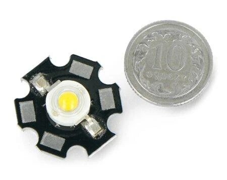 Oem Power LED Star 1W - šiltai baltas su radiatoriumi