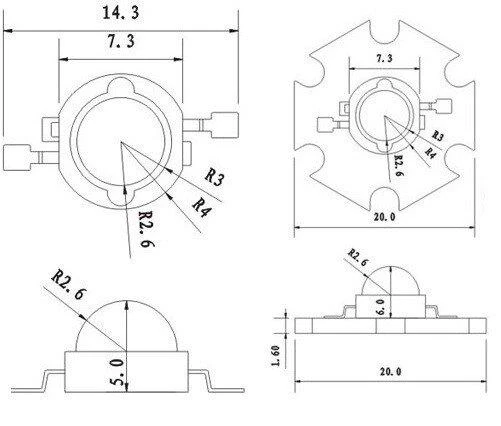Oem Power LED Star 3W - RGB su radiatoriumi