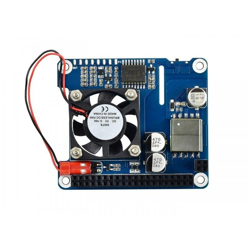 Power over Ethernet HAT (B), 802.3af PoE ir tinklo priedėlis, skirtas Raspberry Pi 3B+/4B, Waveshare 18014