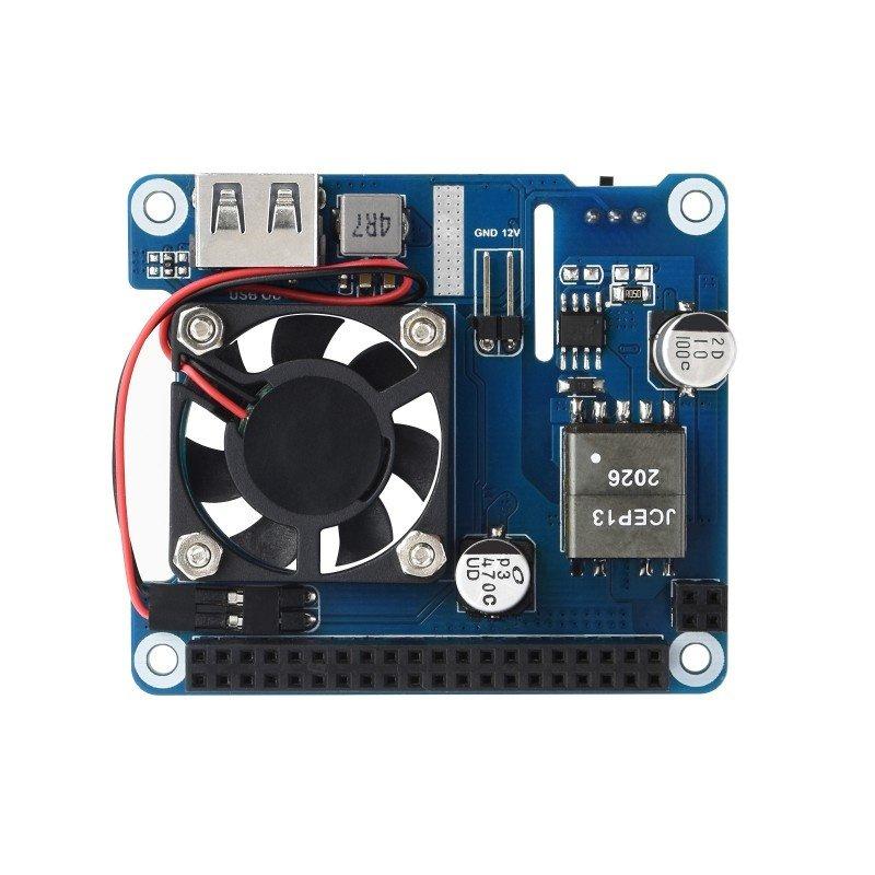 Power over Ethernet HAT (C), PoE ir 802.3af/at maitinimo priedėlis, skirtas Raspberry Pi 3B+/4B, Waveshare 1944