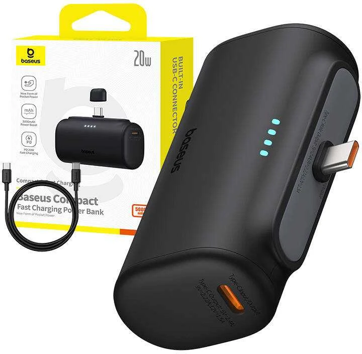 Powerbank Baseus Compact 5000mAh, 20W, USB-C (juodas)