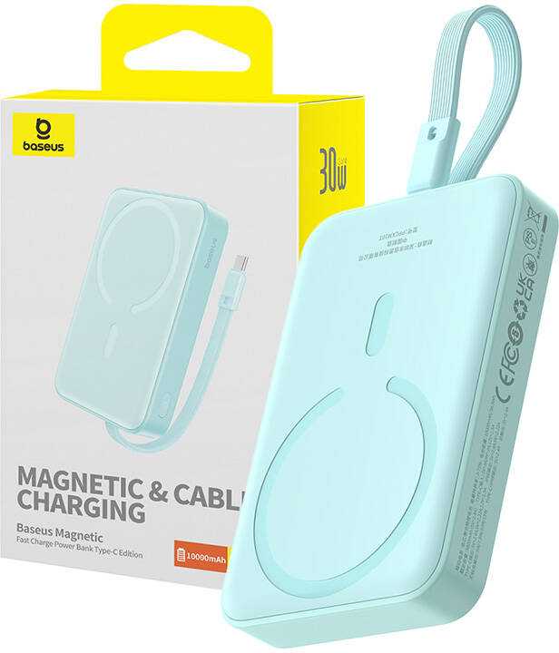 Powerbank Magnétique Mini Baseus 10000mAh 30W- Blanc