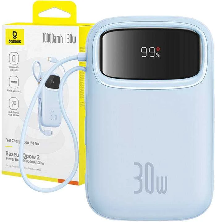 Powerbank Baseus QPow 2 10000mAh 30W 2xUSB-C (mėlyna)