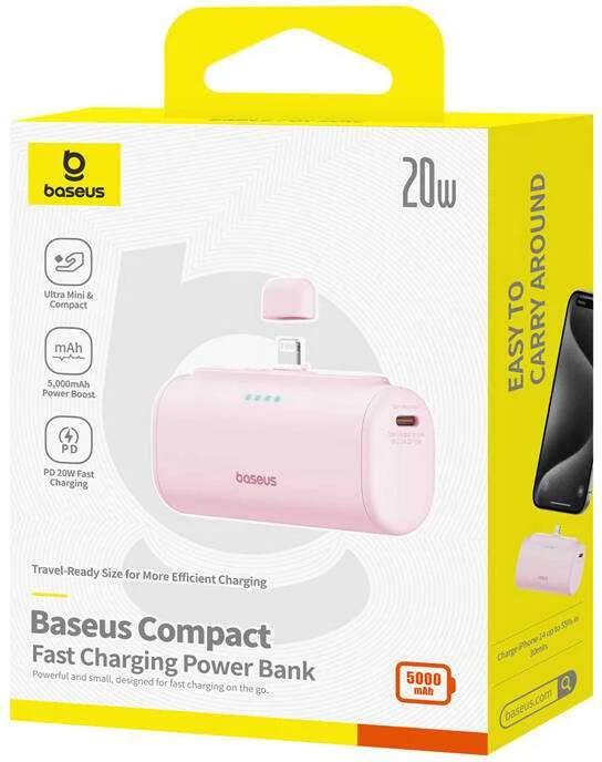 Powerbank OS-Baseus Compact IP 5000mAh 20W (rožinė)