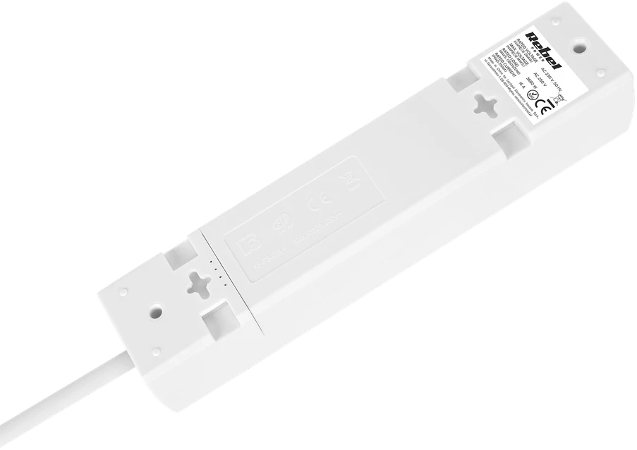 Przedłużacz Prailgintuvas 4 lizdai 1,5 m prancūziško tipo be jungiklio (3x1,0 mm) Rebel, baltas