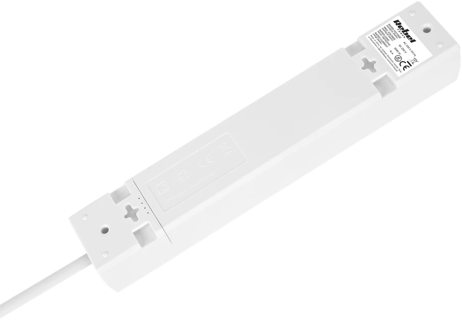 Przedłużacz Prailgintuvas 5 lizdų 2m prancūziško tipo be jungiklio (3x1,5 mm) Rebel, baltas