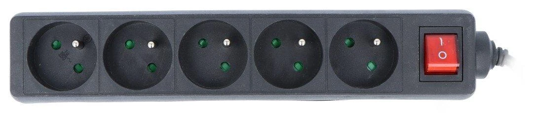 LANBERG PS1-05E-0150-BK 1.5M Juodas LANTERGE CURVE 5X 230V PL su grandinės pertraukikliu, pilnai varinis