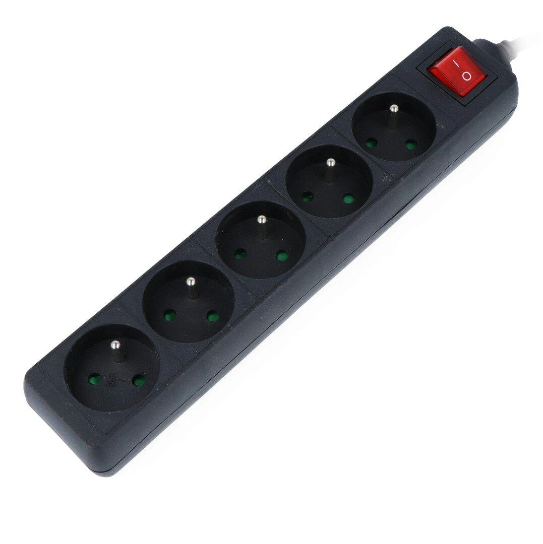 LANBERG PS1-05E-0300-BK 3M Juodas LANTERGE CURVE 5X 230V PL SU GRANDINĖS IŠJUNGIKLIU PILNAS VARIS