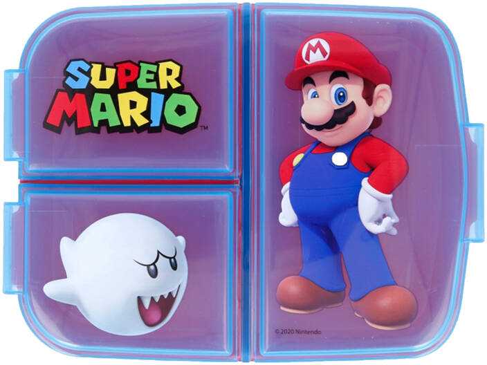 Priešpiečių dėžutė vaikams STOR 21420 3 skyriai Super Mario (mėlyna ir raudona)