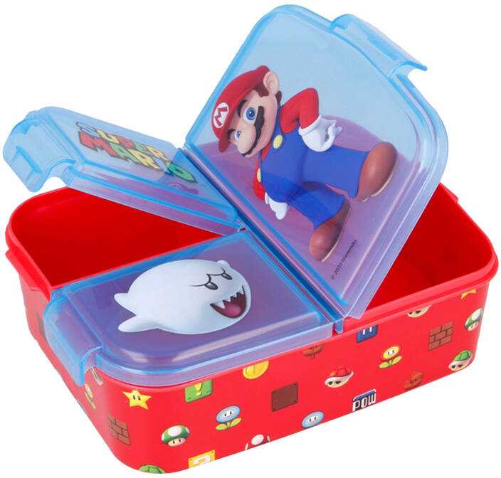 Priešpiečių dėžutė vaikams STOR 21420 3 skyriai Super Mario (mėlyna ir raudona)