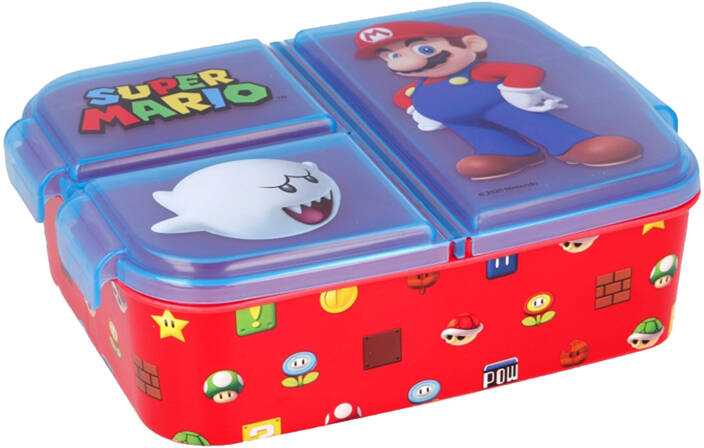 Priešpiečių dėžutė vaikams STOR 21420 3 skyriai Super Mario (mėlyna ir raudona)