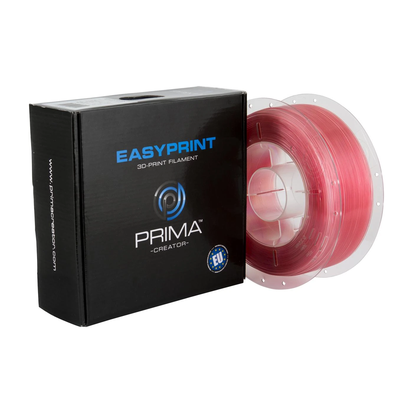 PET-G 1.75 mm 1kg skaidrus rožinis plastikas su dėže