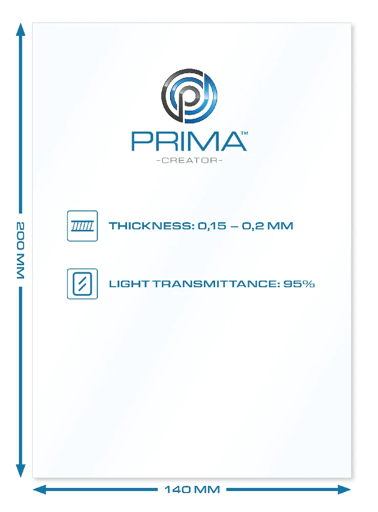 PrimaCreator FEP plėvelė su technine specifikacija