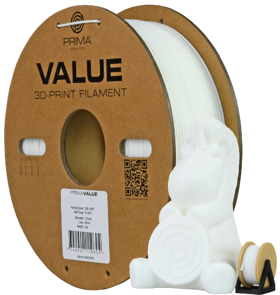 PrimaCreator PrimaValue ABS plastikas 1.75mm 1kg - Baltas