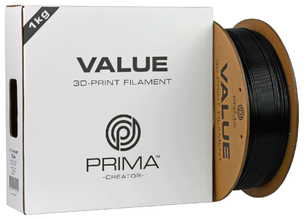 PrimaCreator PrimaValue PLA+ 1.75mm 1kg - Juodas