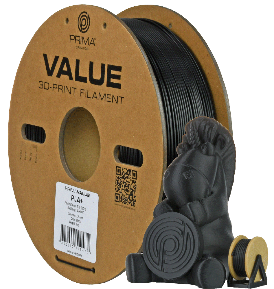 PrimaCreator PrimaValue PLA+ 2.85 mm 1kg - Juodas