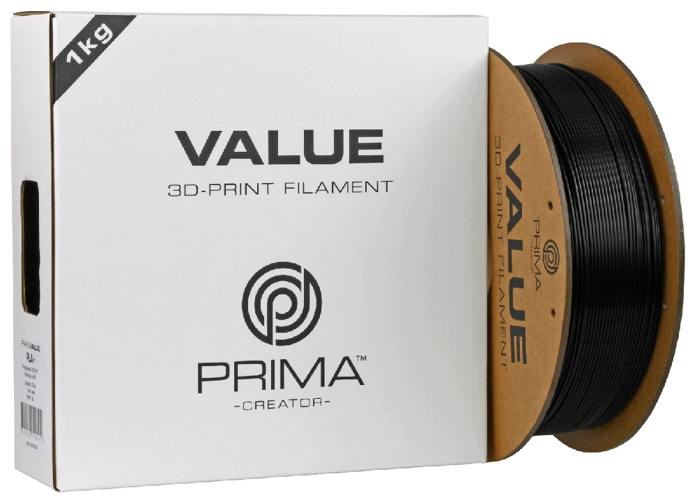 PrimaValue PLA+ juoda ritė su pakuote