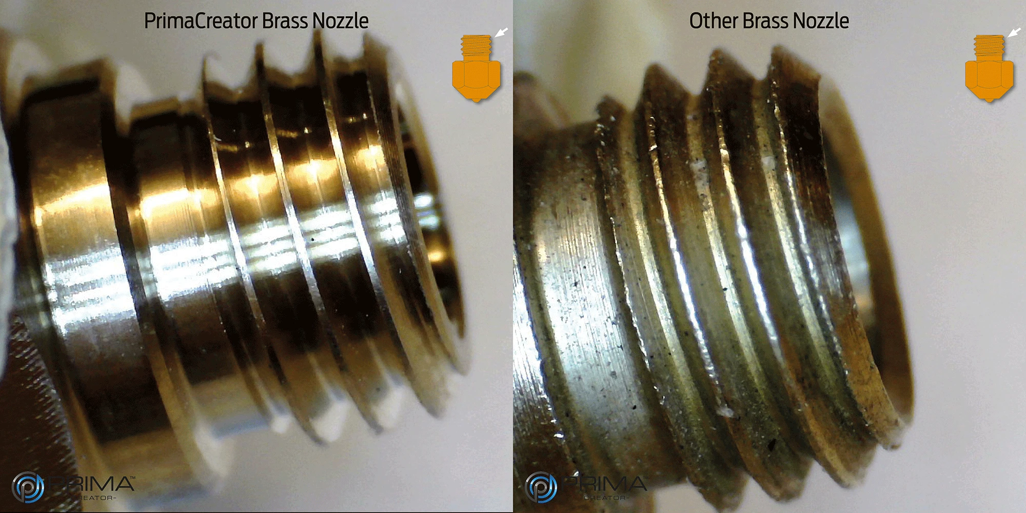 PrimaCreator RepRap M6 nikeliu padengtas varinis antgalis 0.8mm - 1.75mm - 1 vnt