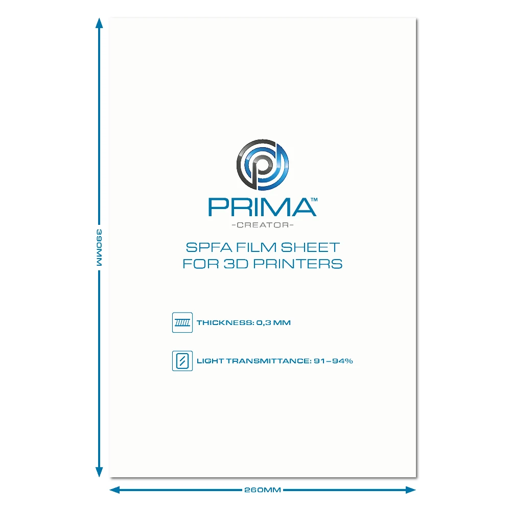 PrimaCreator SPFA plėvelės techninės specifikacijos ir matmenys