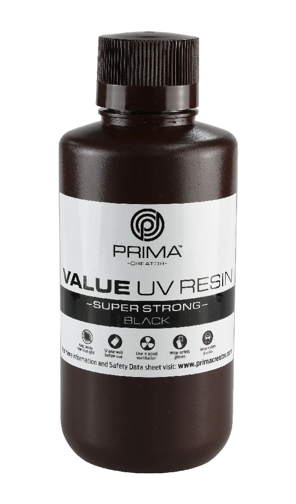 PrimaCreator juoda UV derva 500ml buteliukas