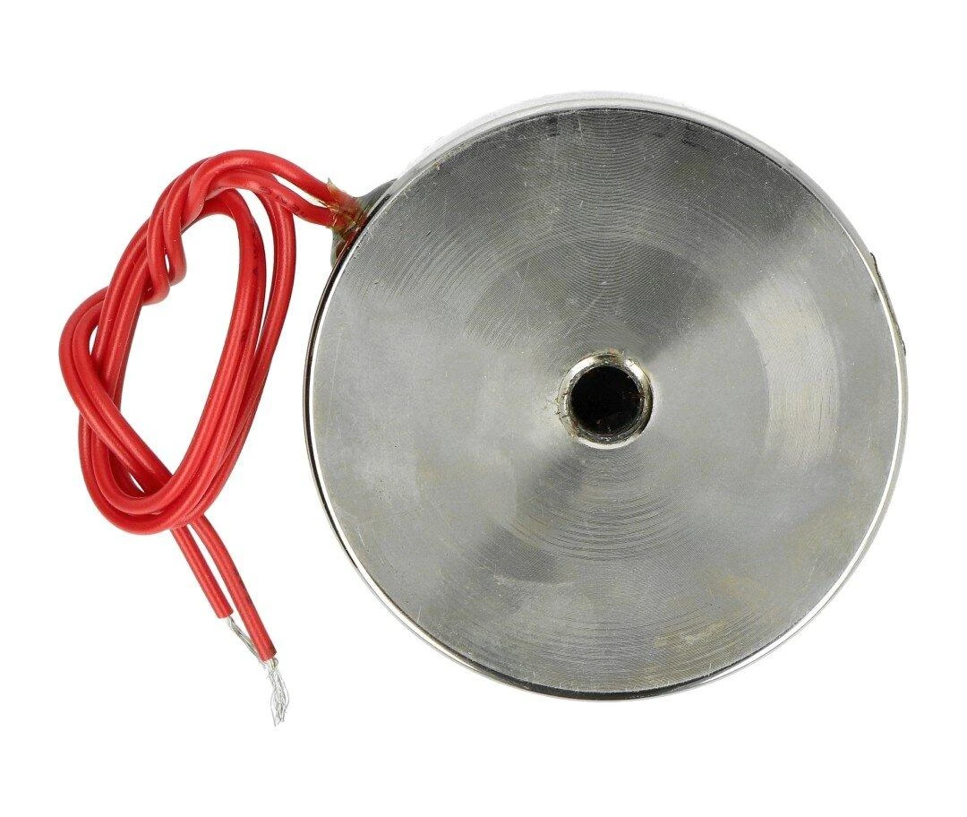 Apvalus 12V elektromagnetas su raudonais laidais